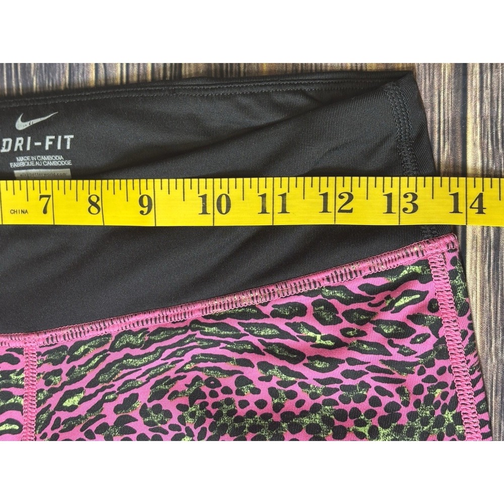 Nike Dri-FIT Womens S Pink Animal Print Running Leggings Workout Crop Pants - Picture 9 of 15